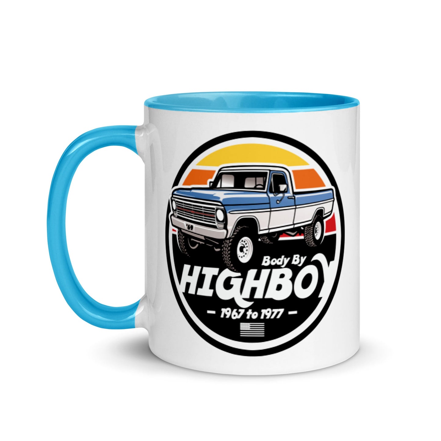 1969 / Blue & White / Highboy Mug - BodyByHighboy Ford F250 Highboy Bumpside Dentside