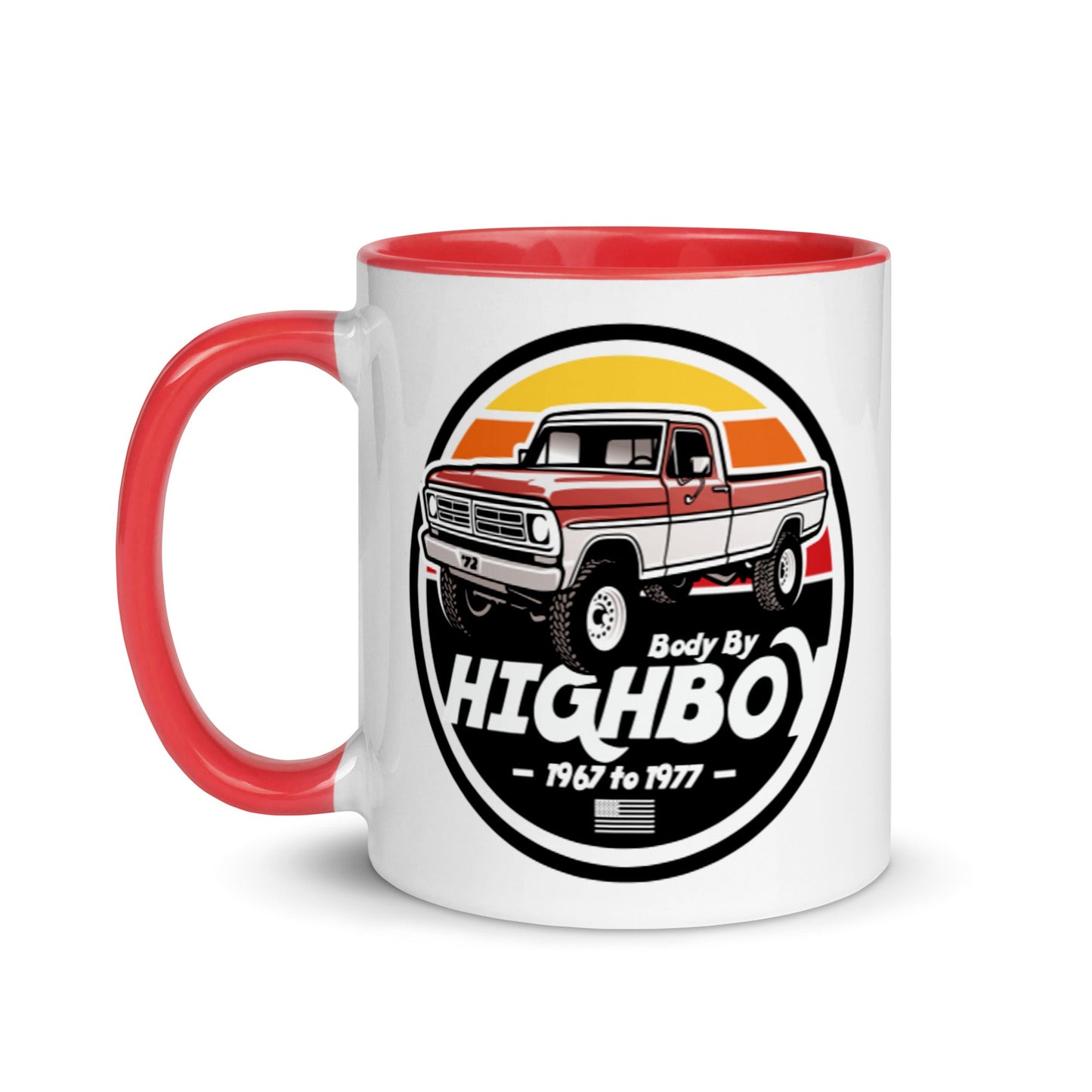 1972 / Red & White / Highboy Mug - BodyByHighboy Ford F250 Highboy Bumpside Dentside