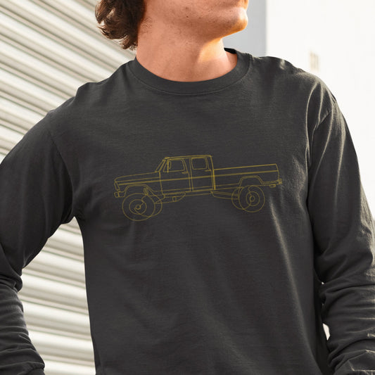 Single Line / Dual Cab Highboy Truck Long-sleeved Shirt - BodyByHighboy Ford F250 Highboy Bumpside Dentside