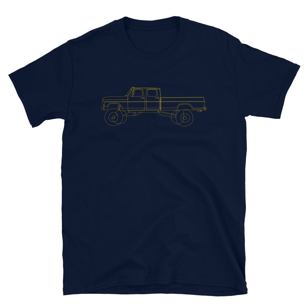 Single Line / Dual Cab Highboy Truck T-Shirt - BodyByHighboy Ford F250 Highboy Bumpside Dentside