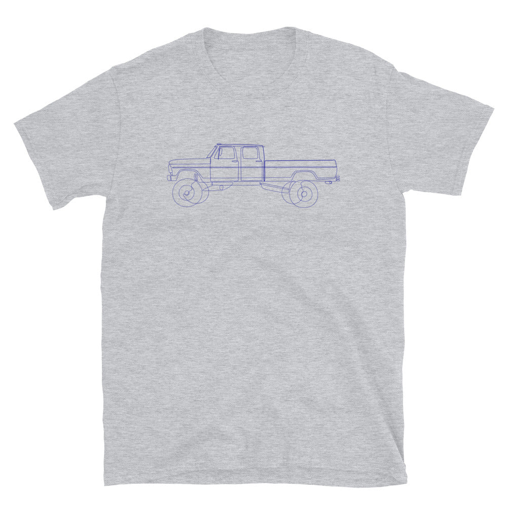 Single Line / Dual Cab Highboy Truck T-Shirt - BodyByHighboy Ford F250 Highboy Bumpside Dentside