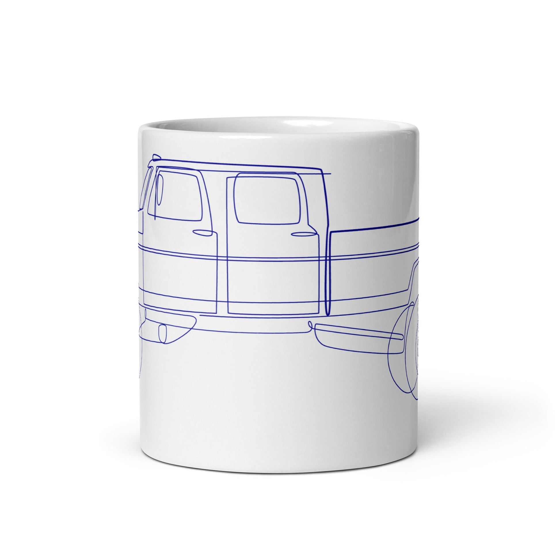 Single Line / Dual Cab Highboy Truck White Mug - BodyByHighboy Ford F250 Highboy Bumpside Dentside