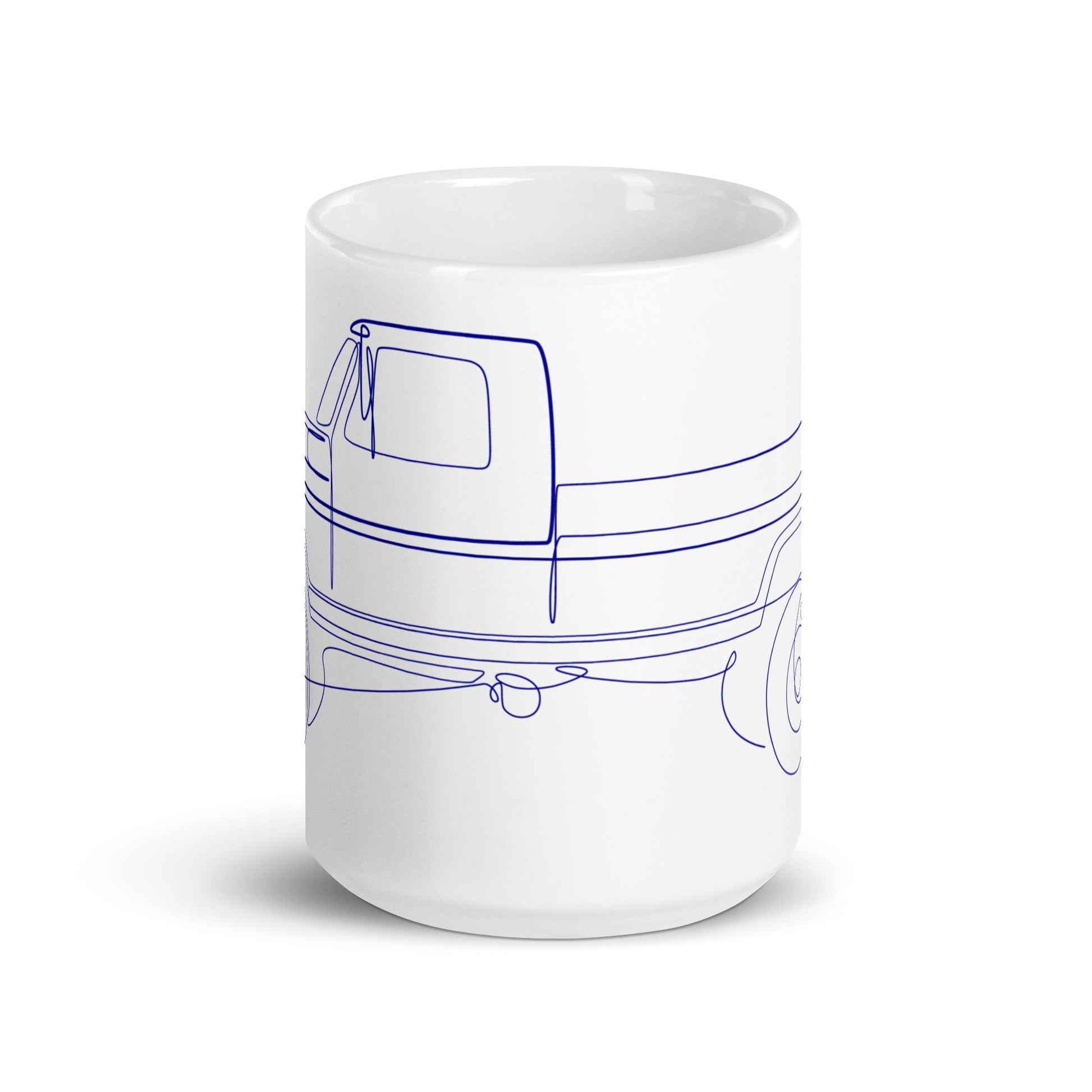 Single Line / Single Cab Highboy Truck White Mug - BodyByHighboy Ford F250 Highboy Bumpside Dentside